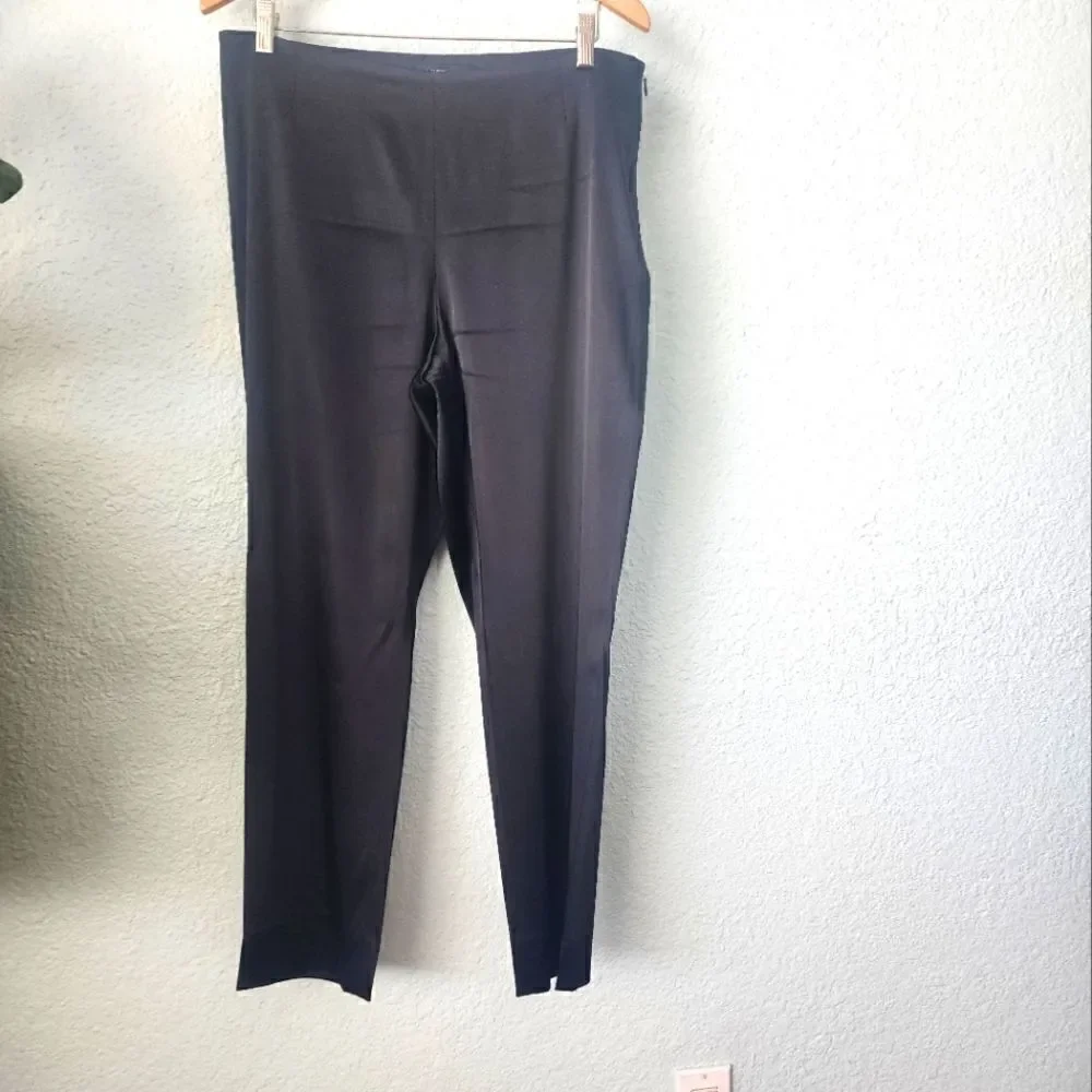 Lafayette 148 new york satin straight leg minimalist contemporary trousers pants